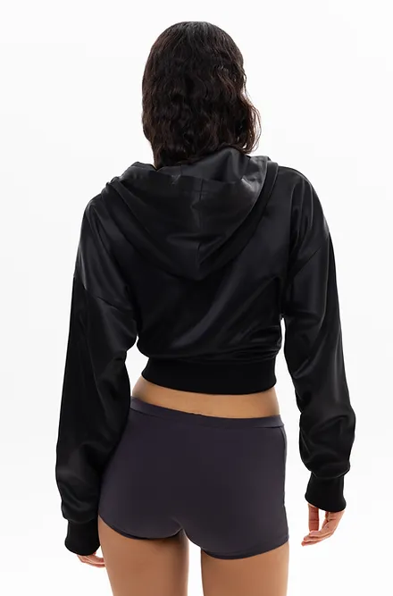 изображение BLACK SATIN HOODIE