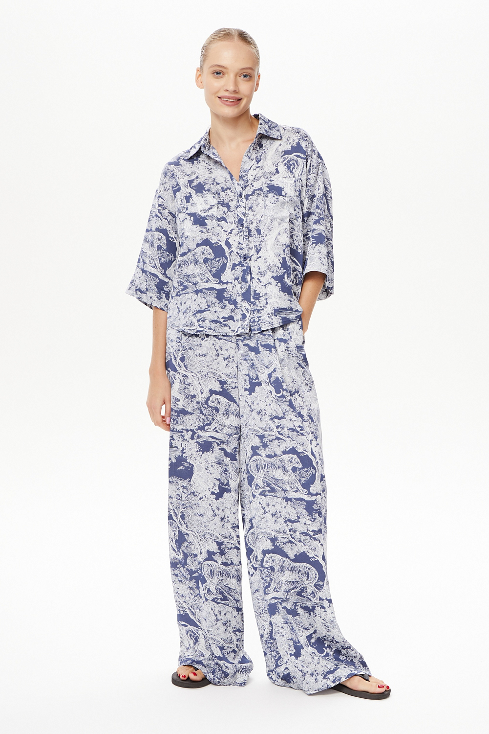 изображение Рубашка с коротким рукавом в пижамном стиле  "Туаль де Жуи"