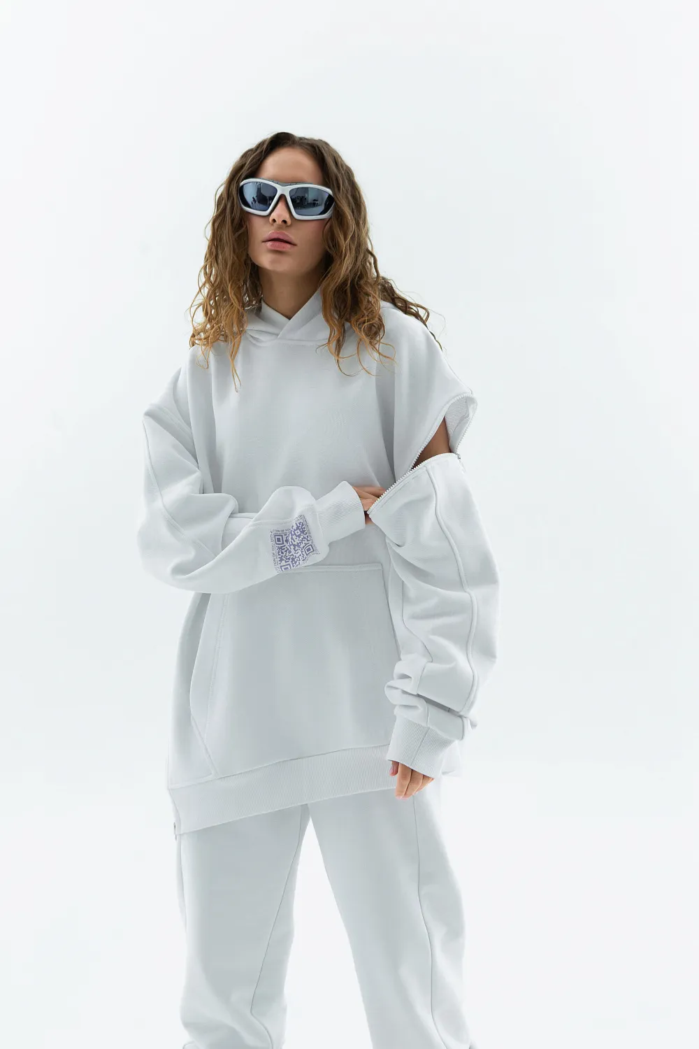hoodie zipper White Reflection Of You TREND ISLAND